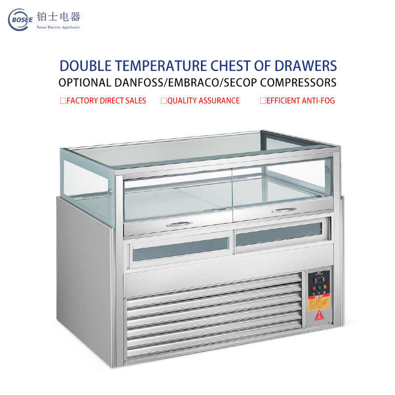 High end Beautiful Double Temperature Drawer Showcase CTG-1500B / 2