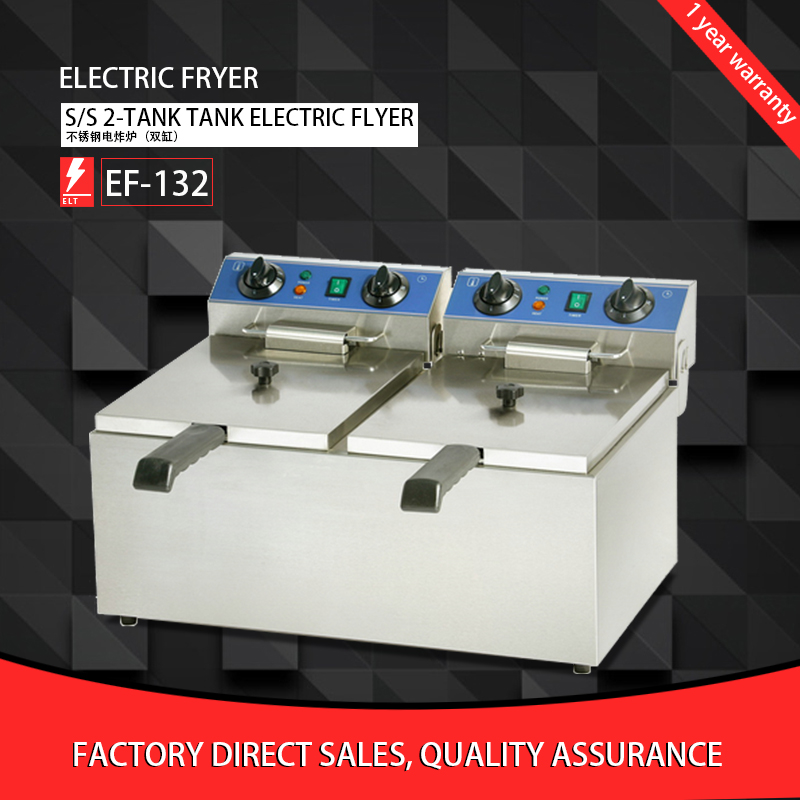 Double cylinder Stainless steel Fryer S/S 2-Tank Tank electric flyer EF-132 / 2