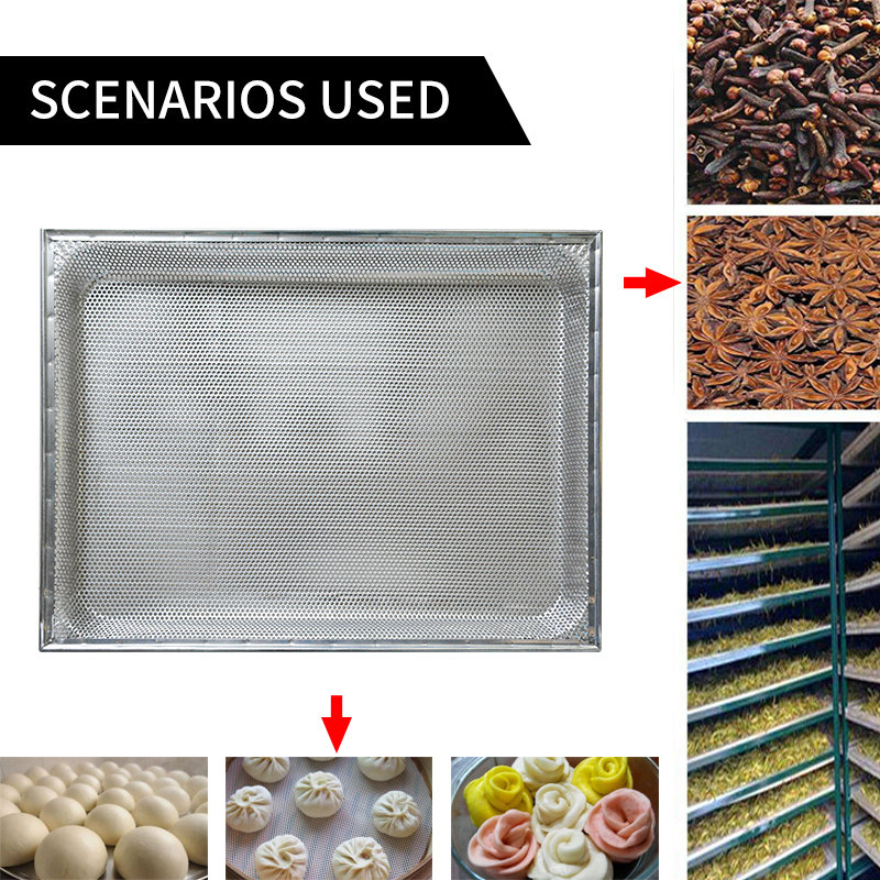 #304 Stainless steel perforated mesh drying tray Food, medicinal herbs drying trolley plate 60*80*50 / 2