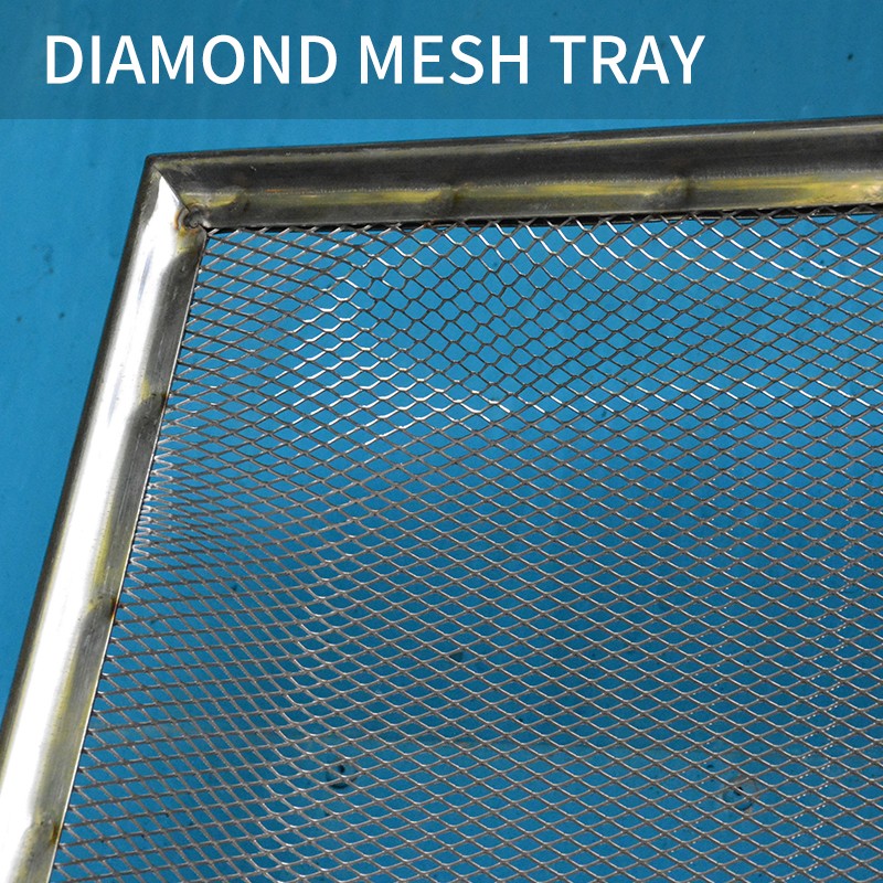 #304 Stainless steel perforated mesh drying tray Food, medicinal herbs drying trolley plate 60*80*50 / 5