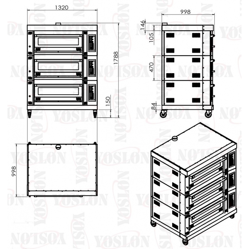 Yoslon 3 Deck 6 Trays Commercial Gas Oven Bakery Machine Equipment Baking Oven Bread Cake Deck Oven / 5