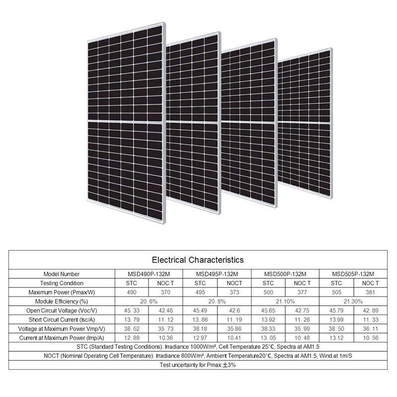 MSD132PM Monocry stalline silicon solar panel 490W 495W 500W 505W pv module solar energy system / 2