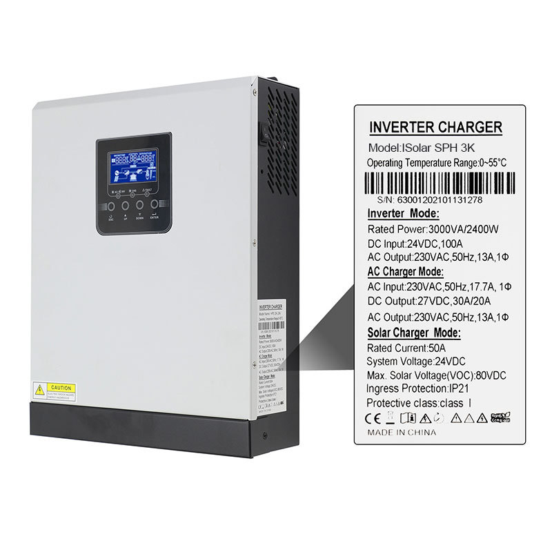 Solar Inverter ISolar-SMH-3K 3KVA 24V MPPT 40A Inverter All-in-One Solar Charge and Discharge Controller / 2