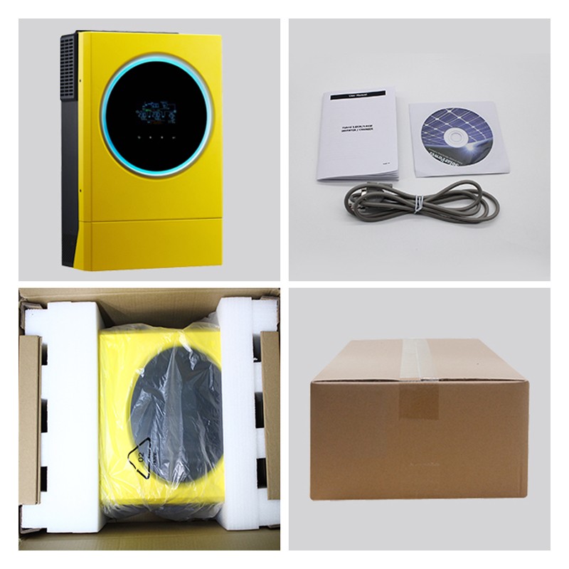 5.6KW Hybrid Solar Inverter LED Ring Lights  Touchable Button 450vdc 230vac MPPT 120A Solar Charger PV / 4